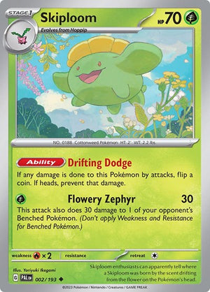 Pokemon TCG - SV02: Paldea Evolved - Skiploom - 002/193 - Reverse Holofoil