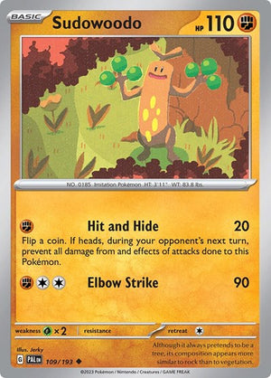Pokemon TCG - SV02: Paldea Evolved - Sudowoodo - 109/193 - Reverse Holofoil
