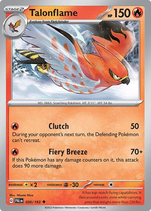 Pokemon TCG - SV02: Paldea Evolved - Talonflame - 030/193 - Reverse Holofoil