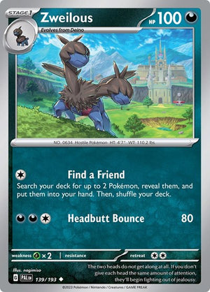 Pokemon TCG - SV02: Paldea Evolved - Zweilous - 139/193 - Reverse Holofoil