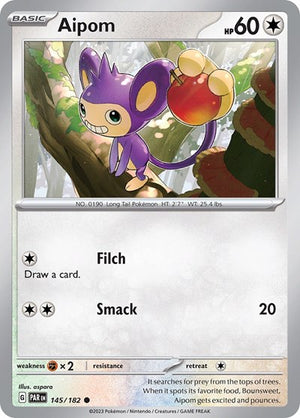 Pokemon TCG - SV04: Paradox Rift - Aipom - 145/182 - Reverse Holofoil