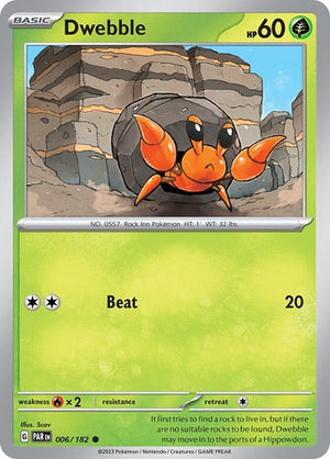Pokemon TCG - SV04: Paradox Rift - Dwebble - 006/182 - Reverse Holofoil