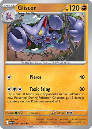 Pokemon TCG - SV04: Paradox Rift - Gliscor - 092/182