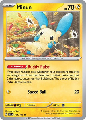Pokemon TCG - SV04: Paradox Rift - Minun - 061/182 - Reverse Holofoil