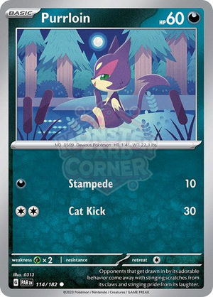 Pokemon TCG - SV04: Paradox Rift - Purrloin - 114/182 - Reverse Holofoil