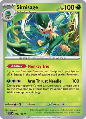 Pokemon TCG - SV04: Paradox Rift - Simisage - 005/182