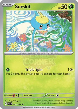 Pokemon TCG - SV04: Paradox Rift - Surskit - 001/182 - Reverse Holofoil