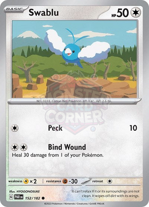 Pokemon TCG - SV04: Paradox Rift - Swablu - 152/182 - Reverse Holofoil
