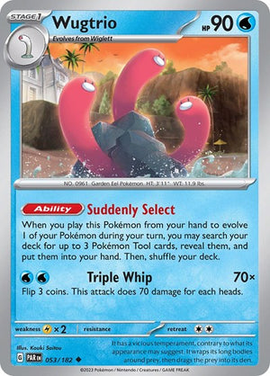 Pokemon TCG - SV04: Paradox Rift - Wugtrio - 053/182 - Reverse Holofoil
