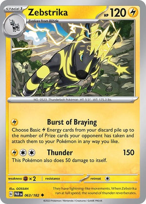 Pokemon TCG - SV04: Paradox Rift - Zebstrika - 063/182