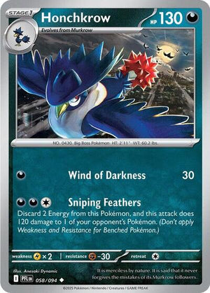 Pokemon TCG - ME02: Phantasmal Flames - Honchkrow - 058/094 - Reverse Holofoil
