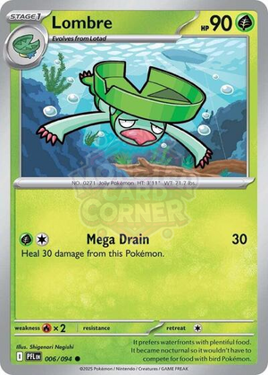 Pokemon TCG - ME02: Phantasmal Flames - Lombre - 006/094 - Reverse Holofoil