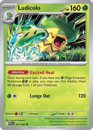 Pokemon TCG - ME02: Phantasmal Flames - Ludicolo - 007/094 - Reverse Holofoil