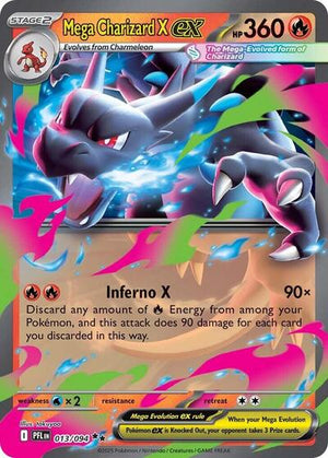 Pokemon TCG - ME02: Phantasmal Flames - Mega Charizard X ex - 013/094 - Holofoil