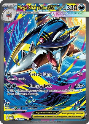 Pokemon TCG - ME02: Phantasmal Flames - Mega Sharpedo ex - 127/094 - Holofoil