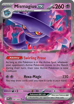 Pokemon TCG - ME02: Phantasmal Flames - Mismagius ex - 036/094 - Holofoil