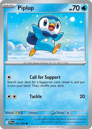 Pokemon TCG - ME02: Phantasmal Flames - Piplup - 027/094 - Reverse Holofoil