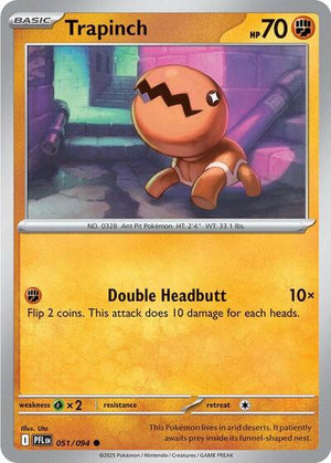 Pokemon TCG - ME02: Phantasmal Flames - Trapinch - 051/094 - Reverse Holofoil