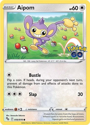 Pokemon TCG - Pokemon GO - Aipom - 056/078 - Reverse Holofoil