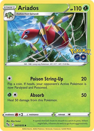 Pokemon TCG - Pokemon GO - Ariados - 007/078 - Reverse Holofoil