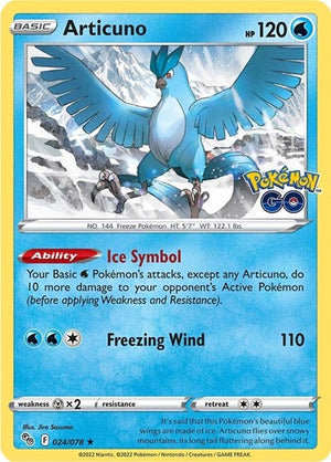 Pokemon TCG - Pokemon GO - Articuno - 024/078 - Reverse Holofoil