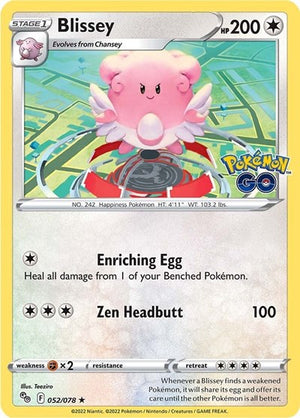 Pokemon TCG - Pokemon GO - Blissey - 052/078 - Holofoil