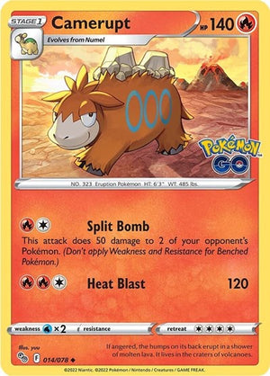 Pokemon TCG - Pokemon GO - Camerupt - 014/078 - Reverse Holofoil