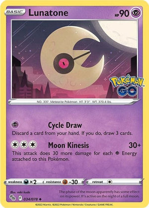 Pokemon TCG - Pokemon GO - Lunatone - 034/078