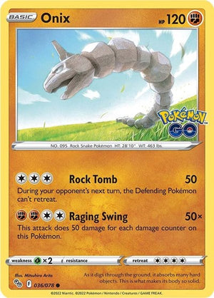 Pokemon TCG - Pokemon GO - Onix - 036/078 - Reverse Holofoil