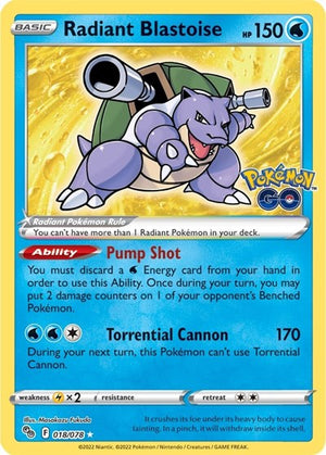 Pokemon TCG - Pokemon GO - Radiant Blastoise - 018/078 - Holofoil