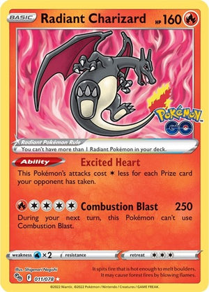 Pokemon TCG - Pokemon GO - Radiant Charizard - 011/078 - Holofoil