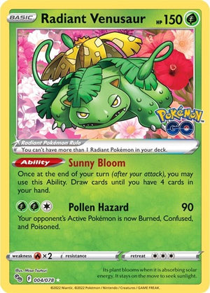Pokemon TCG - Pokemon GO - Radiant Venusaur - 004/078 - Holofoil