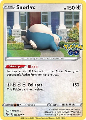 Pokemon TCG - Pokemon GO - Snorlax - 055/078 - Reverse Holofoil