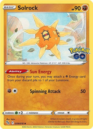 Pokemon TCG - Pokemon GO - Solrock - 039/078 - Reverse Holofoil