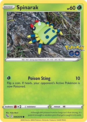 Pokemon TCG - Pokemon GO - Spinarak - 006/078 - Reverse Holofoil