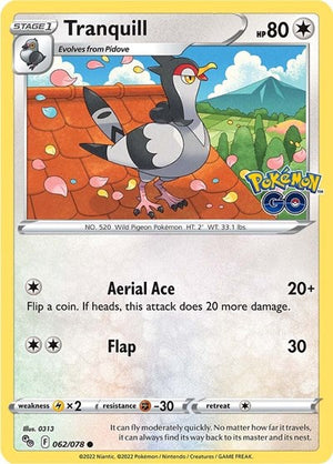 Pokemon TCG - Pokemon GO - Tranquill - 062/078
