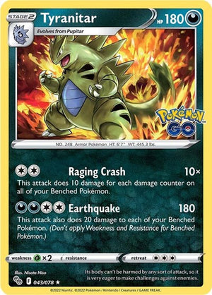 Pokemon TCG - Pokemon GO - Tyranitar - 043/078 - Reverse Holofoil