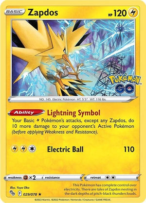 Pokemon TCG - Pokemon GO - Zapdos - 029/078 - Reverse Holofoil
