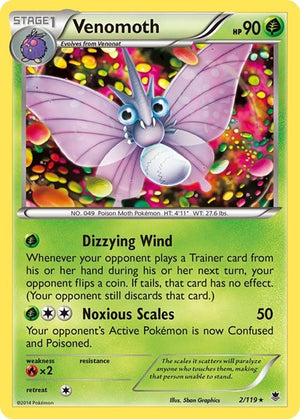 Pokemon TCG - XY - Phantom Forces - Venomoth - 2/119 - Reverse Holofoil