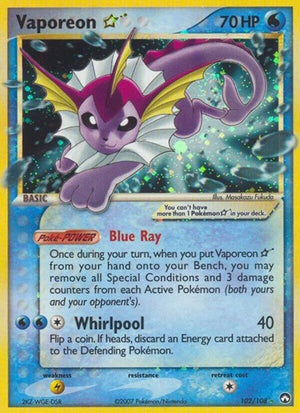 Pokemon TCG - EX Power Keepers - Vaporeon Star - 102/108 - Holofoil