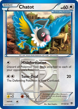 Pokemon TCG - Plasma Blast - Chatot - 77/101 - Reverse Holofoil