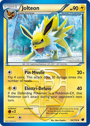 Pokemon TCG - Plasma Freeze - Jolteon - 34/116 - Reverse Holofoil