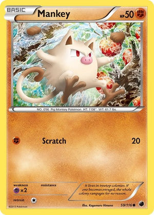 Pokemon TCG - Plasma Freeze - Mankey - 59/116 - Reverse Holofoil