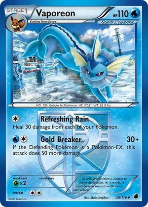 Pokemon TCG - Plasma Freeze - Vaporeon - 20/116