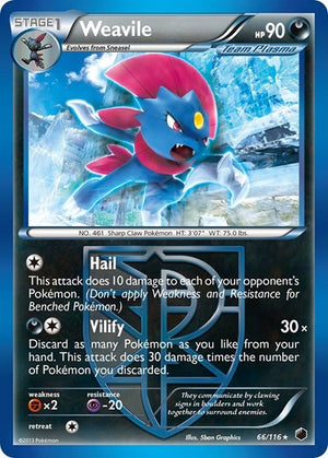 Pokemon TCG - Plasma Freeze - Weavile - 66/116 - Reverse Holofoil