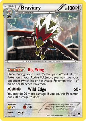 Pokemon TCG - Plasma Storm - Braviary - 116/135 - Reverse Holofoil