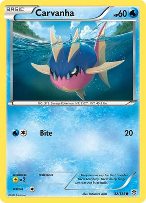 Pokemon TCG - Plasma Storm - Carvanha - 32/135 - Reverse Holofoil