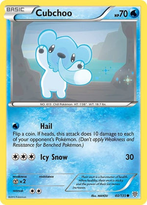 Pokemon TCG - Plasma Storm - Cubchoo - 40/135 - Reverse Holofoil
