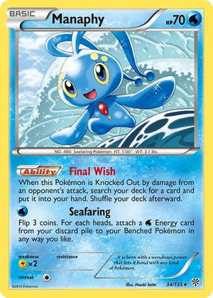 Pokemon TCG - Plasma Storm - Manaphy - 34/135 - Reverse Holofoil