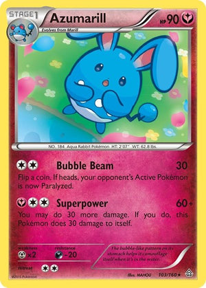 Pokemon TCG - XY - Primal Clash - Azumarill - 103/160